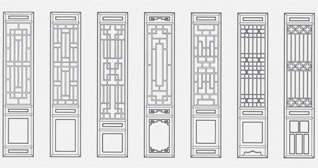 福田常用中式仿古花窗图案隔断设计图